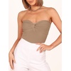 image:imageANRABESS Tube Tops for Women Strapless Twist Knot Corset Rib Knit Slim Fit Medium Stretch Sexy Tank for PartyampGoing OutKhaki