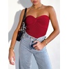 image:imageANRABESS Tube Tops for Women Strapless Twist Knot Corset Rib Knit Slim Fit Medium Stretch Sexy Tank for PartyampGoing OutRed