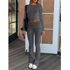 image:imageANRABESS Women 2 Piece Lounge SetCrop Top amp Fold Over Flare Pants Soft Stretch Fabric Matching Outfit for Yoga Casual WearDeep Grey