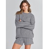 image:imageANRABESS Women 2 Piece Outfits Sweater Lounge Loungewear Sets 2026 Winter Cable Knit Oversized Sweaters Shorts Matching SetsSilver Grey