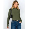 image:imageANRABESS Women Lettuce Trim Mock Neck Long Sleeve Ribbed Top  Knit Slim Fit Shirts Soft Lightweight Basic Tees Work Going Out Layering Tshirts Casual Fall Winter Clothes for Daily WearArmy Green