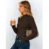 image:imageANRABESS Women Lettuce Trim Mock Neck Long Sleeve Ribbed Top  Knit Slim Fit Shirts Soft Lightweight Basic Tees Work Going Out Layering Tshirts Casual Fall Winter Clothes for Daily WearBrown