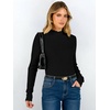 image:imageANRABESS Women Lettuce Trim Mock Neck Long Sleeve Ribbed Top  Knit Slim Fit Shirts Soft Lightweight Basic Tees Work Going Out Layering Tshirts Casual Fall Winter Clothes for Daily WearBlack