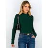 image:imageANRABESS Women Lettuce Trim Mock Neck Long Sleeve Ribbed Top  Knit Slim Fit Shirts Soft Lightweight Basic Tees Work Going Out Layering Tshirts Casual Fall Winter Clothes for Daily WearGreen