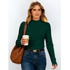 image:imageANRABESS Women Lettuce Trim Mock Neck Long Sleeve Ribbed Top  Knit Slim Fit Shirts Soft Lightweight Basic Tees Work Going Out Layering Tshirts Casual Fall Winter Clothes for Daily WearGreen