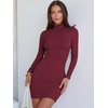 image:imageANRABESS Women Long Sleeve Mock Neck Bodycon Mini Dress 2026 Fall Ribbed Slim Fit Pencil Cocktail Club Night DressesDark Red