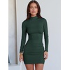image:imageANRABESS Women Long Sleeve Mock Neck Bodycon Mini Dress 2026 Fall Ribbed Slim Fit Pencil Cocktail Club Night DressesDeep Green