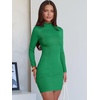 image:imageANRABESS Women Long Sleeve Mock Neck Bodycon Mini Dress 2026 Fall Ribbed Slim Fit Pencil Cocktail Club Night DressesGreen