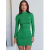 image:imageANRABESS Women Long Sleeve Mock Neck Bodycon Mini Dress 2026 Fall Ribbed Slim Fit Pencil Cocktail Club Night DressesGreen