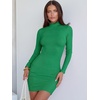image:imageANRABESS Women Long Sleeve Mock Neck Bodycon Mini Dress 2026 Fall Ribbed Slim Fit Pencil Cocktail Club Night DressesGreen