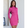 image:imageANRABESS Women Long Sleeve Mock Neck Bodycon Mini Dress 2026 Fall Ribbed Slim Fit Pencil Cocktail Club Night DressesHot Pink