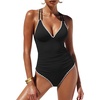 image:imageANRABESS Women One Piece Swimsuits Tummy Control Slimming Bathing Suit Push Up V Neck Swimwear 2026 Beach Vacation ClothesBlack