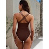 image:imageANRABESS Women One Piece Swimsuits Tummy Control Slimming Bathing Suit Push Up V Neck Swimwear 2026 Beach Vacation ClothesBrown