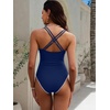 image:imageANRABESS Women One Piece Swimsuits Tummy Control Slimming Bathing Suit Push Up V Neck Swimwear 2026 Beach Vacation ClothesDark Blue