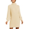image:imageANRABESS Women Oversized Sweater Dress Turtleneck Batwing Long Sleeve Ribbed Knit Loose 2026 Fall Winter Casual Short DressApricot