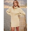 image:imageANRABESS Women Oversized Sweater Dress Turtleneck Batwing Long Sleeve Ribbed Knit Loose 2026 Fall Winter Casual Short DressApricot