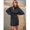 image:imageANRABESS Women Oversized Sweater Dress Turtleneck Batwing Long Sleeve Ribbed Knit Loose 2026 Fall Winter Casual Short DressBlack