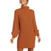 image:imageANRABESS Women Oversized Sweater Dress Turtleneck Batwing Long Sleeve Ribbed Knit Loose 2026 Fall Winter Casual Short DressPumpkin