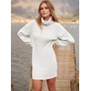 image:imageANRABESS Women Oversized Sweater Dress Turtleneck Batwing Long Sleeve Ribbed Knit Loose 2026 Fall Winter Casual Short DressWhite