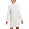 image:imageANRABESS Women Oversized Sweater Dress Turtleneck Batwing Long Sleeve Ribbed Knit Loose 2026 Fall Winter Casual Short DressWhite