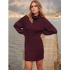 image:imageANRABESS Women Oversized Sweater Dress Turtleneck Batwing Long Sleeve Ribbed Knit Loose 2026 Fall Winter Casual Short DressWine