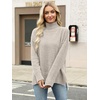 image:imageANRABESS Women Oversized Turtleneck Long Sleeve Fuzzy Knit Slit Side Chunky Warm Pullover Sweaters 2026Beige