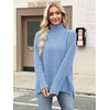 image:imageANRABESS Women Oversized Turtleneck Long Sleeve Fuzzy Knit Slit Side Chunky Warm Pullover Sweaters 2026Blue