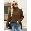 image:imageANRABESS Women Oversized Turtleneck Long Sleeve Fuzzy Knit Slit Side Chunky Warm Pullover Sweaters 2026Brown