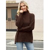 image:imageANRABESS Women Oversized Turtleneck Long Sleeve Fuzzy Knit Slit Side Chunky Warm Pullover Sweaters 2026Deep Brown