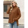 image:imageANRABESS Women Oversized Turtleneck Long Sleeve Fuzzy Knit Slit Side Chunky Warm Pullover Sweaters 2026Ochre
