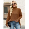 image:imageANRABESS Women Oversized Turtleneck Long Sleeve Fuzzy Knit Slit Side Chunky Warm Pullover Sweaters 2026Ochre