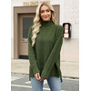 image:imageANRABESS Women Oversized Turtleneck Long Sleeve Fuzzy Knit Slit Side Chunky Warm Pullover Sweaters 2026Olive Green