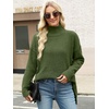 image:imageANRABESS Women Oversized Turtleneck Long Sleeve Fuzzy Knit Slit Side Chunky Warm Pullover Sweaters 2026Olive Green