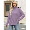 image:imageANRABESS Women Oversized Turtleneck Long Sleeve Fuzzy Knit Slit Side Chunky Warm Pullover Sweaters 2026Purple