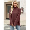 image:imageANRABESS Women Oversized Turtleneck Long Sleeve Fuzzy Knit Slit Side Chunky Warm Pullover Sweaters 2026Red Brown