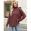 image:imageANRABESS Women Oversized Turtleneck Long Sleeve Fuzzy Knit Slit Side Chunky Warm Pullover Sweaters 2026Red Brown