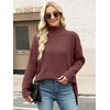 image:imageANRABESS Women Oversized Turtleneck Long Sleeve Fuzzy Knit Slit Side Chunky Warm Pullover Sweaters 2026Red Brown