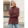 image:imageANRABESS Women Oversized Turtleneck Long Sleeve Fuzzy Knit Slit Side Chunky Warm Pullover Sweaters 2026Red Brown