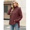image:imageANRABESS Women Oversized Turtleneck Long Sleeve Fuzzy Knit Slit Side Chunky Warm Pullover Sweaters 2026Red Brown