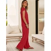 image:imageANRABESS Women Summer 2 Piece Outfits VNeck Top and Wide Leg Pants Set Comfy AllDay Wear for Lounge amp Daily Travel Sets Red Medium