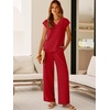 image:imageANRABESS Women Summer 2 Piece Outfits VNeck Top and Wide Leg Pants Set Comfy AllDay Wear for Lounge amp Daily Travel Sets Red Medium