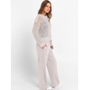 image:imageANRABESS Womens 2 Piece Outfits Crochet Sheer Knit Sweater Top Wide Leg Pants Lounge Set Sweatsuit 2026 Fall Travel ClothesLight Khaki