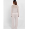 image:imageANRABESS Womens 2 Piece Outfits Crochet Sheer Knit Sweater Top Wide Leg Pants Lounge Set Sweatsuit 2026 Fall Travel ClothesLight Khaki