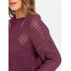 image:imageANRABESS Womens 2 Piece Outfits Crochet Sheer Knit Sweater Top Wide Leg Pants Lounge Set Sweatsuit 2026 Fall Travel ClothesWine Red