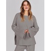 image:imageANRABESS Womens 2 Piece Outfits Oversized Knit Sweater Set Wide Leg Pant Cozy Lounge Matching Pajama Sets 2026 Trendy ClothesDeep Grey