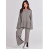 image:imageANRABESS Womens 2 Piece Outfits Oversized Knit Sweater Set Wide Leg Pant Cozy Lounge Matching Pajama Sets 2026 Trendy ClothesDeep Grey