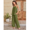 image:imageANRABESS Womens 2 Piece Summer Sets Casual Sleeveless Top and Wide Leg Pants Set Loose Loungewear Vacation Travel OutfitsOlive Green