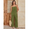 image:imageANRABESS Womens 2 Piece Summer Sets Casual Sleeveless Top and Wide Leg Pants Set Loose Loungewear Vacation Travel OutfitsOlive Green