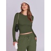 image:imageANRABESS Womens 2 Piece Sweatsuits Long Sleeve Tight Shirt Tops Joggers Fleece Sweatpants Sets 2026 Fall Sweat Lounge OutfitsArmy Green