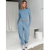 image:imageANRABESS Womens 2 Piece Sweatsuits Long Sleeve Tight Shirt Tops Joggers Fleece Sweatpants Sets 2026 Fall Sweat Lounge OutfitsGray Blue